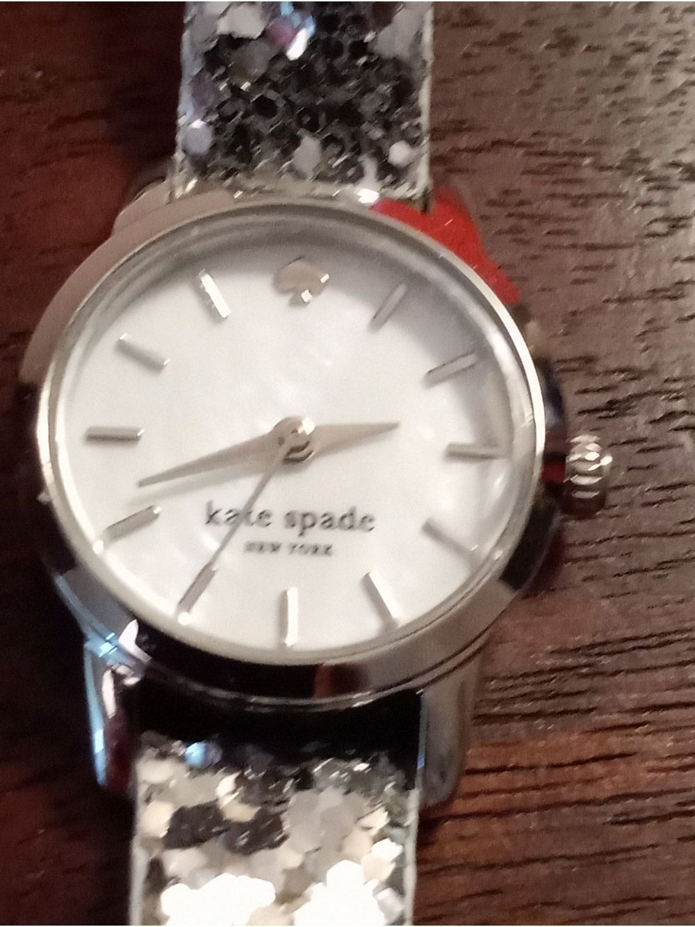 Kate Spade Silver Glitter Tiny Metro Watch - Picture 9 of 10